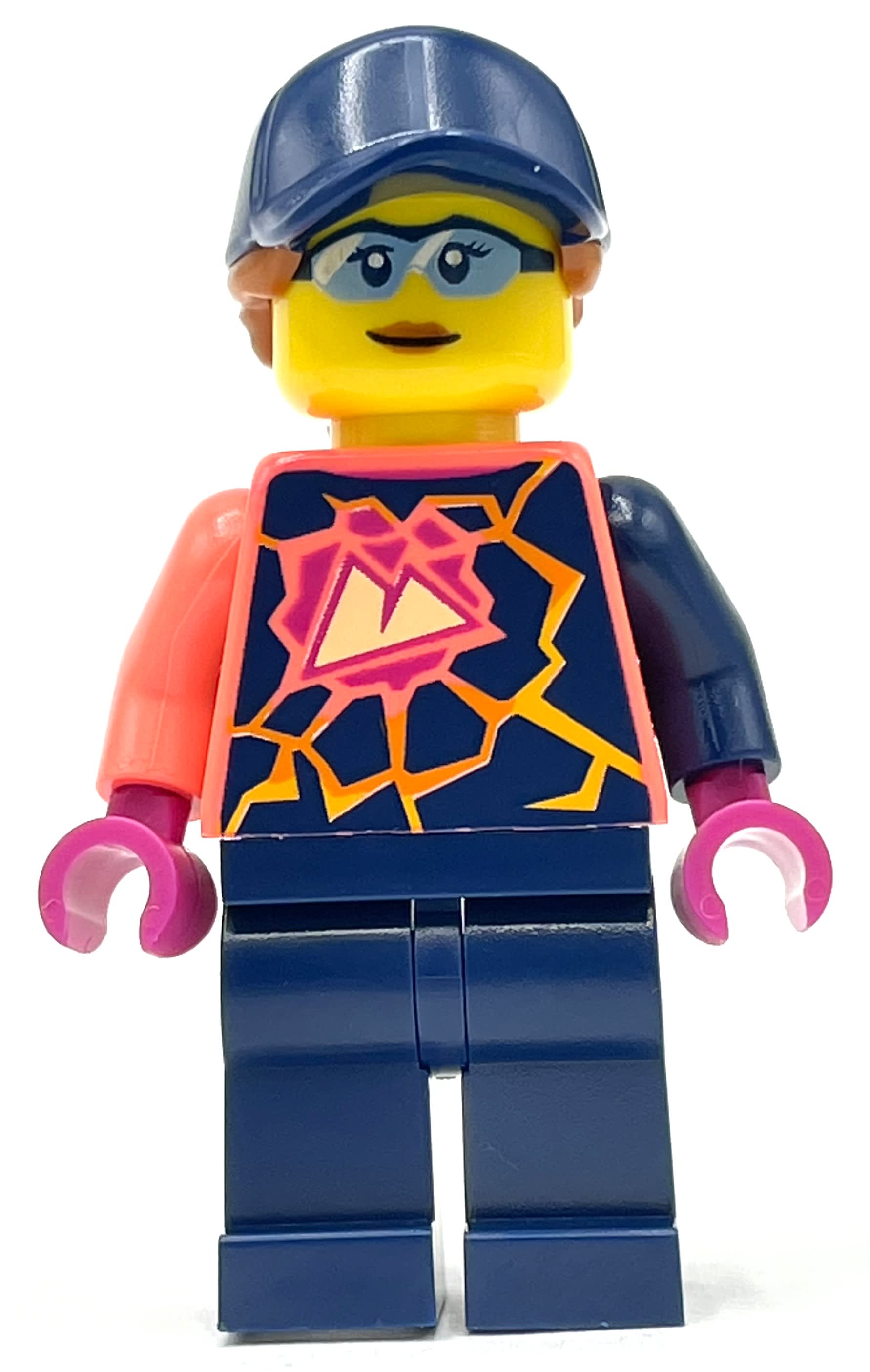Coral Torso, Dark Blue Legs, Dark Blue Cap, Dark Orange Hair