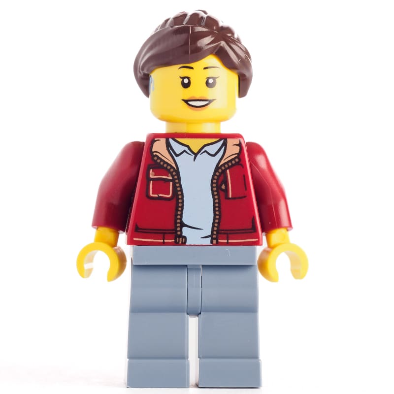 Dark Red Torso, Sand Blue Legs, Dark Brown Hair, Hearing Aid