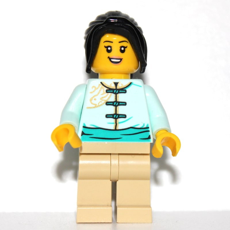 Light Aqua Torso, Tan Legs, Long Black Hair