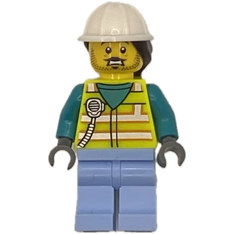 Man, Vibrant Yellow Safety Vest, White Hard Hat