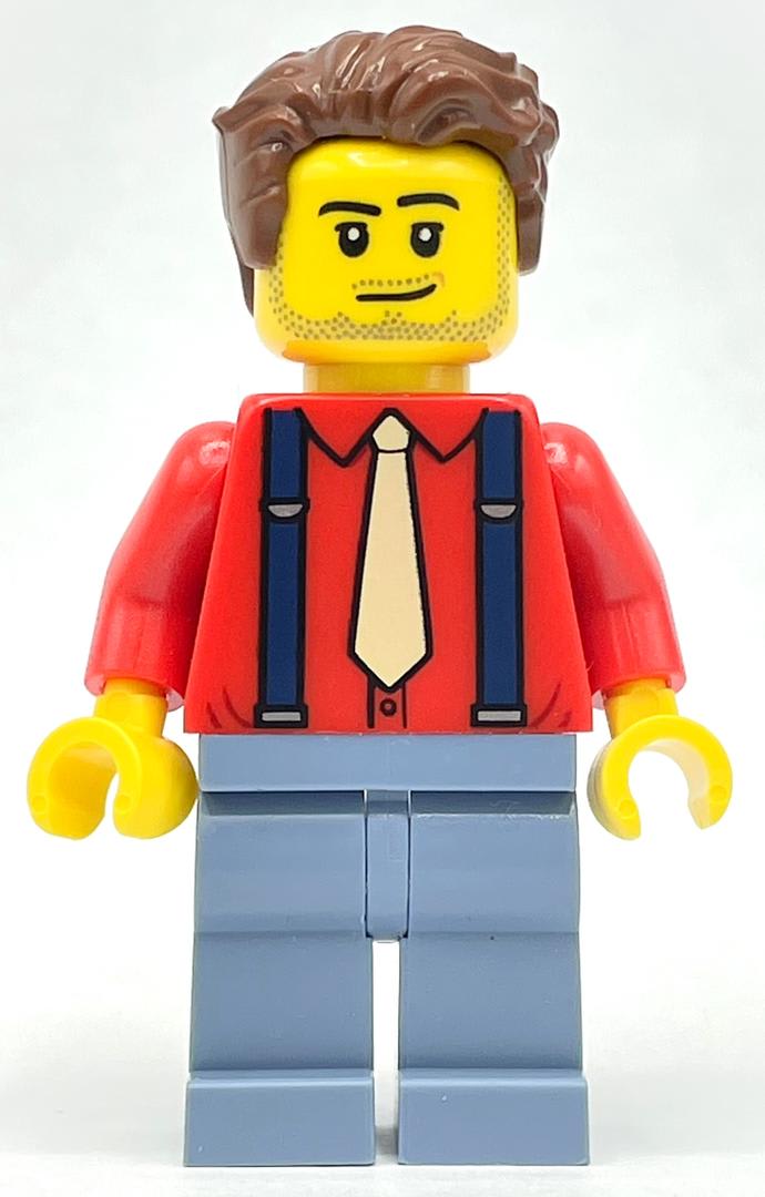 Tailor - Red Torso, Sand Blue Legs, Reddish Brown Hair