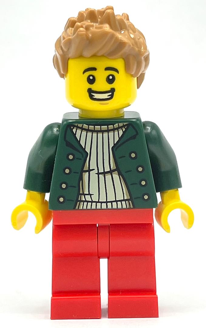 Pizza Delivery Driver - Dark Green Torso, Red Legs, Medium Nougat Hair