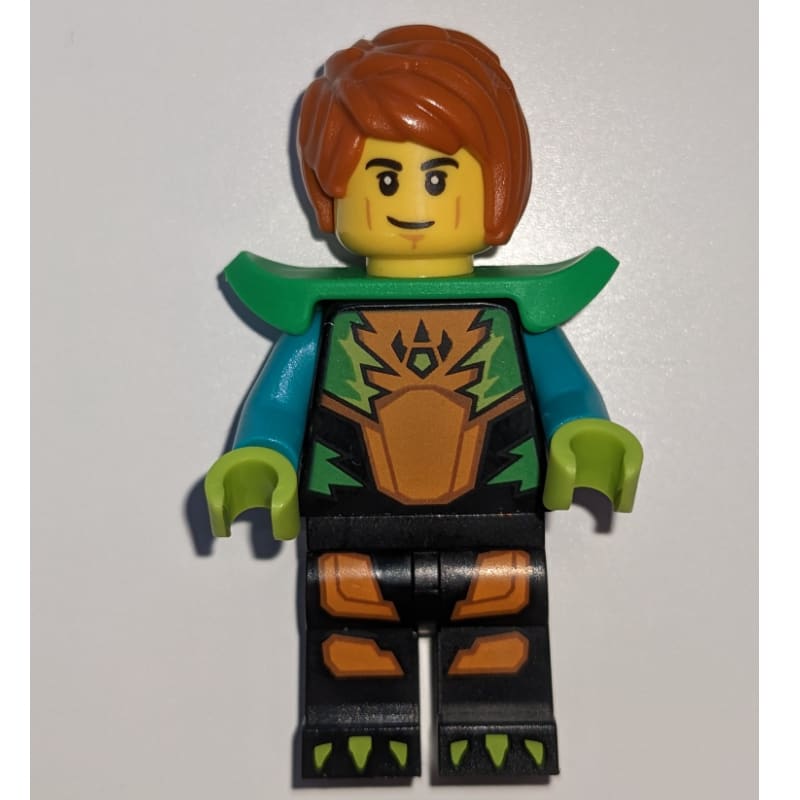 Stunt Rider, Black, Orange, and Green Race Suit