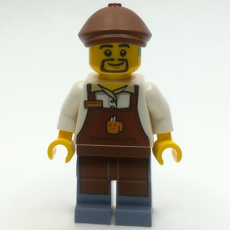 White Torso, Reddish Brown Apron, Sand Blue Legs, Reddish Brown Cap