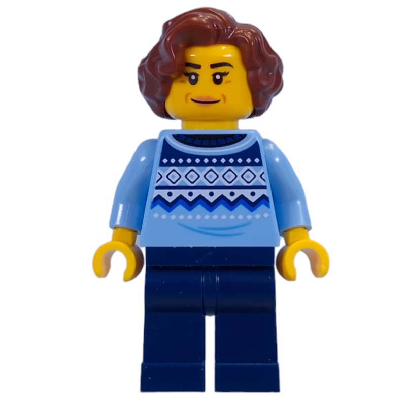 Bright Light Blue Torso, Dark Blue Legs, Reddish Brown Hair