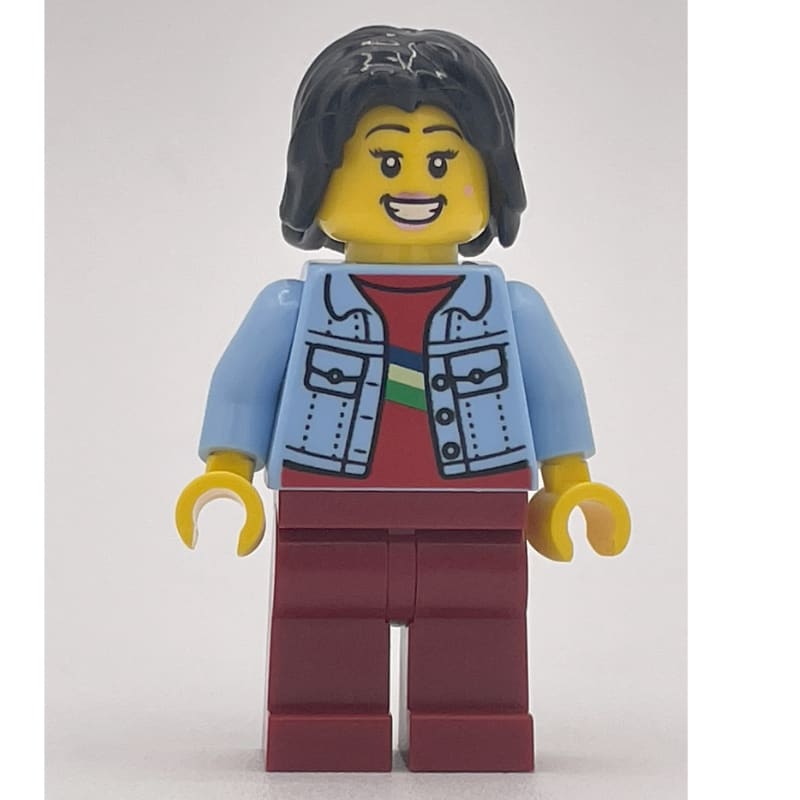Bright Light Blue Torso, Dark Red Legs, Black Hair