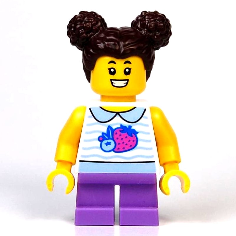 Kid, White Torso, Medium Lavender Legs, Dark Brown Hair