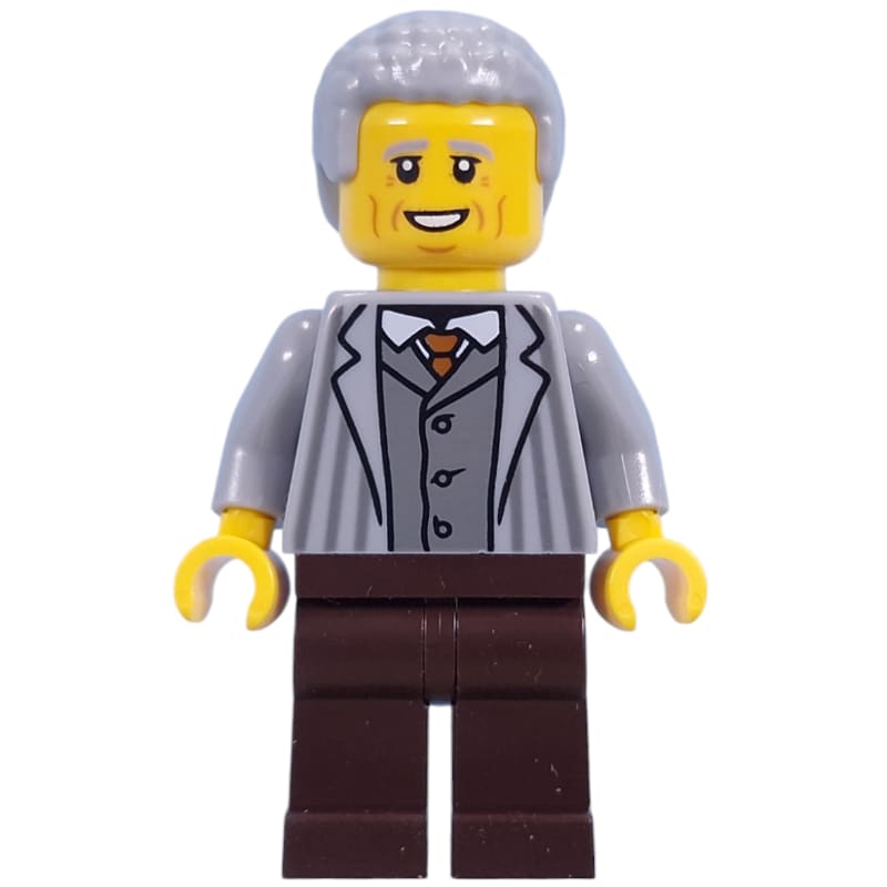 Visitor, Light Bluish Grey Torso, Dark Brown Legs, Light Bluish Grey Hair