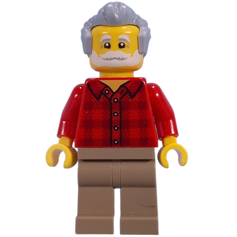 Visitor, Red Torso, Dark Tan Legs, Light Bluish Grey Hair