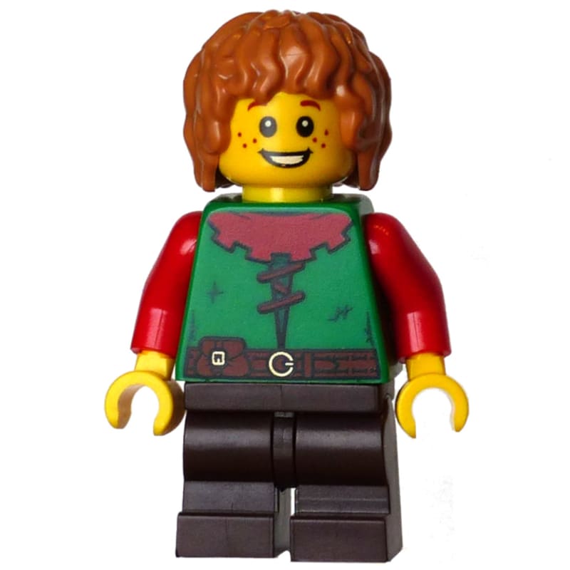 Elf, Green Torso, Dark Brown Legs, Medium Nougat Hair