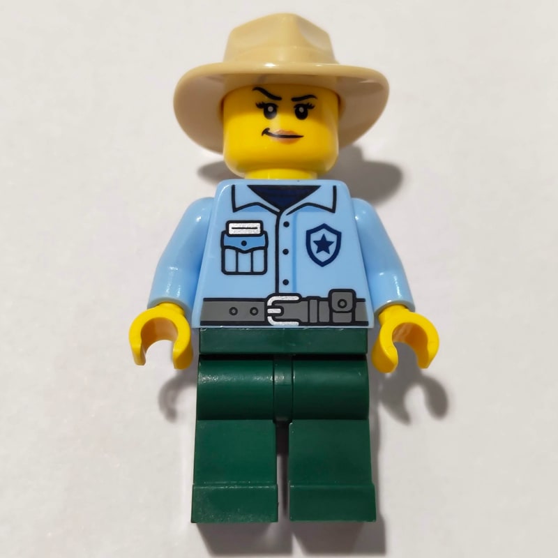 Ranger, Bright Light Blue Torso, Dark Green Legs, Fedora, Woman