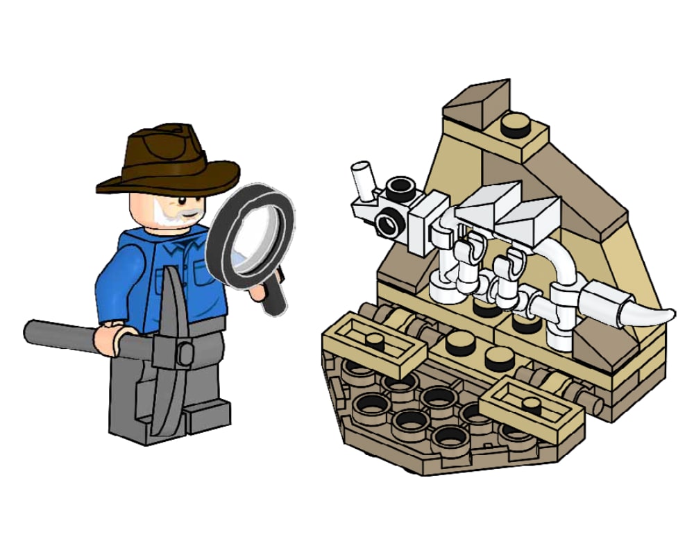 Alan Grant and Dino Skeleton