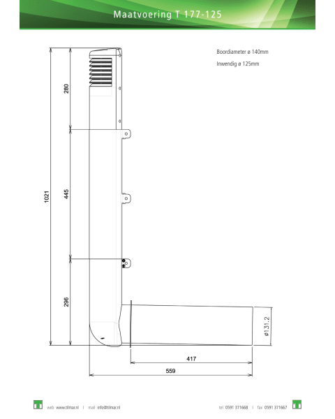 Ventilatieschacht Ross T177 125mm donkergrijs