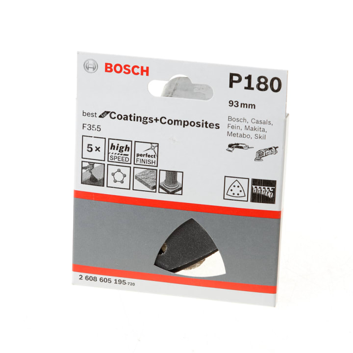Schuurblad delta 93mm coating and composite K180 blister van 5 bladen