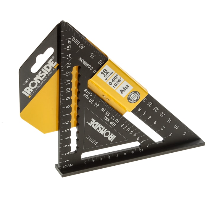 Timmermans meetdriehoek alu zwart 180mm(5in1)
