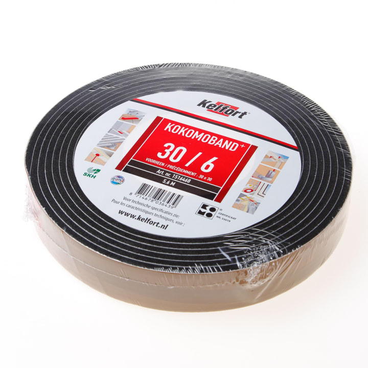 Afdichtingsband zwart op rol van  5.6 meter, afmeting 30mm, voor voegbreedte van 6mm