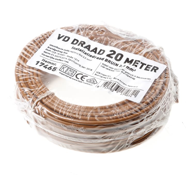 Vd.draad  bruin 2.5mm (20mtr)
