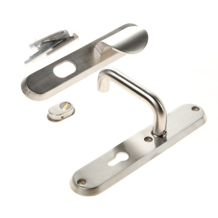 Intersteel SKG3 veiligheidsschilden geveerd greep/kruk  PC92mm met kerntrekbeveiliging RVS