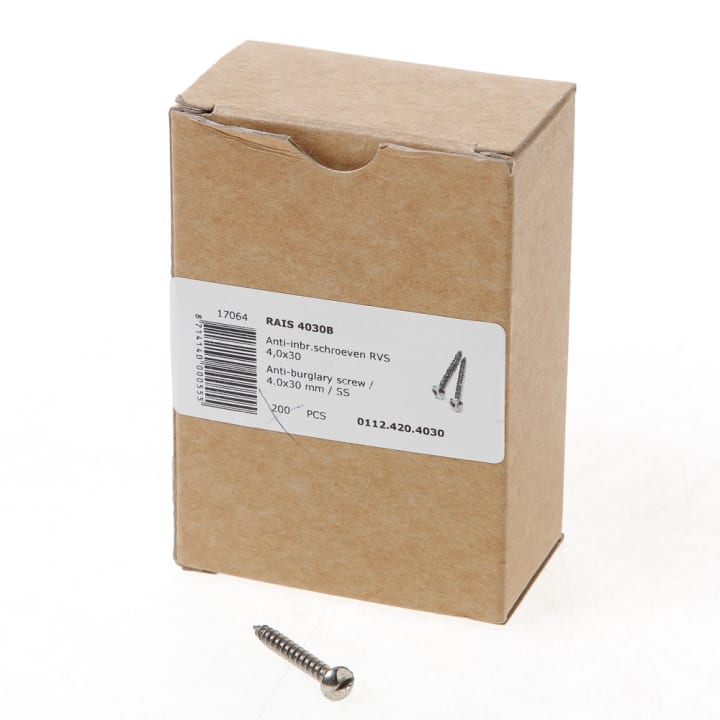 RAIS 4030B Anti-inbraakschroef 4.0 x 30mm RVS 0112.420.4030
