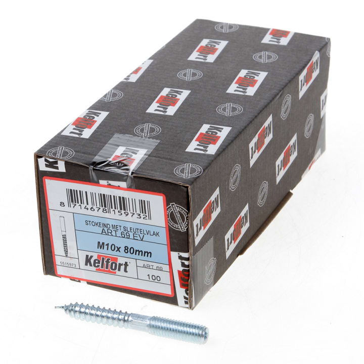 Stokeind verzinkt 69 gram M10 x 80mm