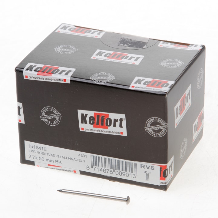 Kelfort draadnagel bombe kop RVS 2.7 x 50mm 1kg