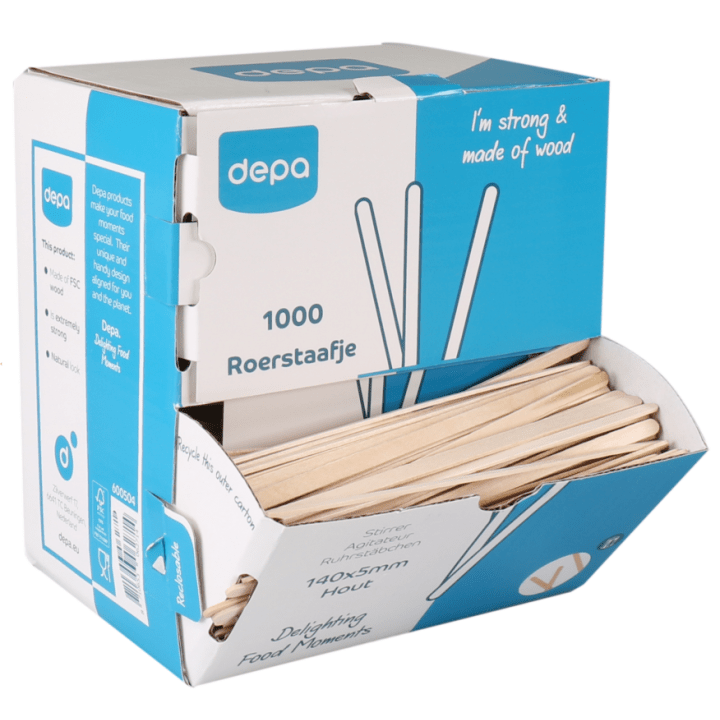 Roerstaafje Depa fsc hout 140mm(1000)
