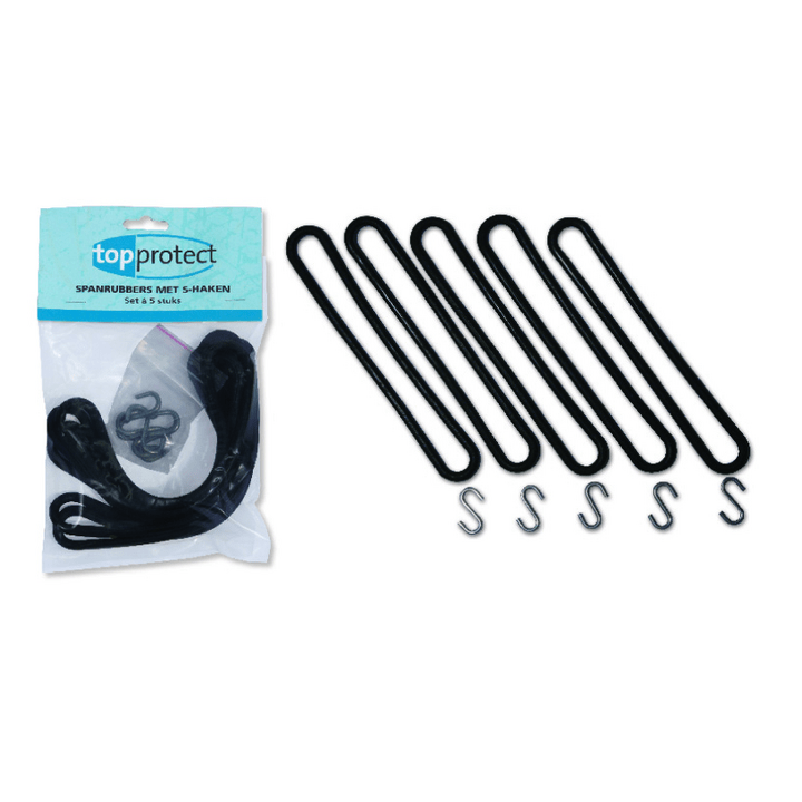 Spanrubbers met s-haak 25cm blister van 5 rubbers