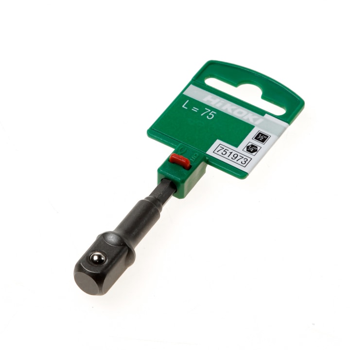 Hitachi Adapter 1/4" zeskant x 1/2" vierkant met kog lengte 75mm