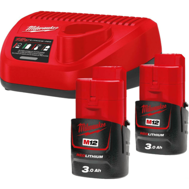 Milwaukee accuset M12 2x 3,0Ah+lader NRG-302