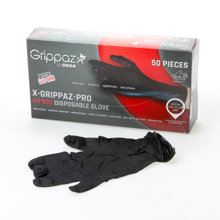Handschoen nitrile Grippaz zwart mt.XL (50)