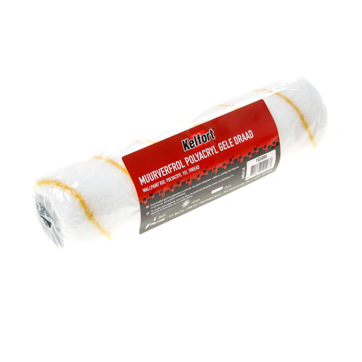 Muurverfrol polyamide wit/geel 25cm