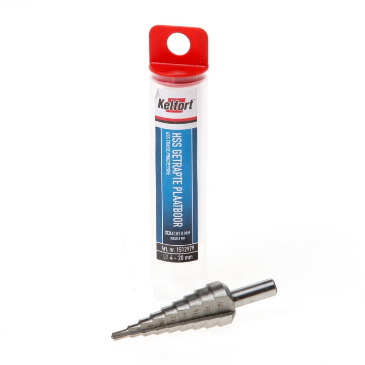 Kelfort plaatboor/trappenboor getrapt HSS 4-20mm
