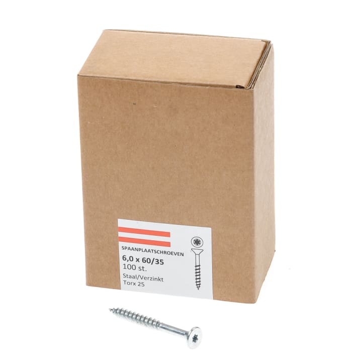 Spaanplaatschroef verzinkt platkop tx-25 6.0X60/35 deeldraad (100)