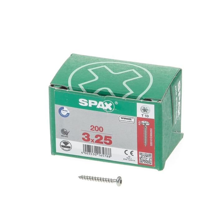 Spax Spaanplaatschroef cilinderkop verzinkt T-Star PZ1 3.0x25mm (per 1000 stuks)