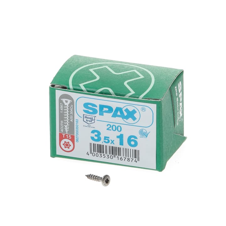 Spax Spaanplaatschroef lenskop RVS T-Star T15 3.5x16mm (per 200 stuks)