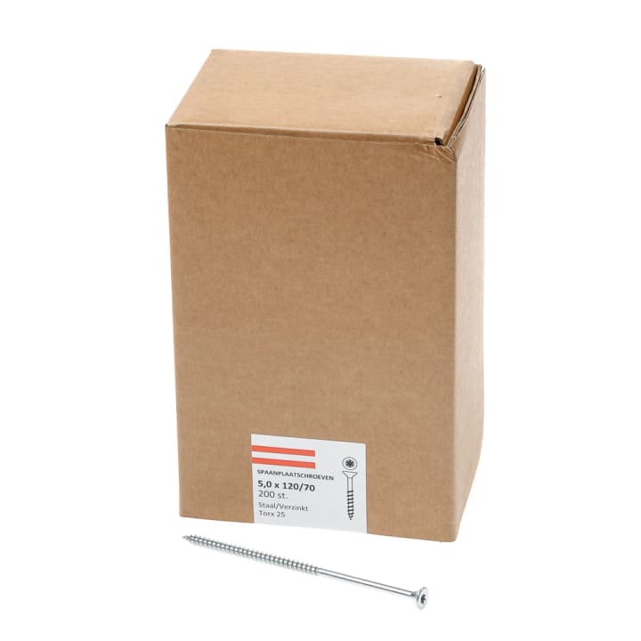 Spaanplaatschroef verzinkt platkop tx-25 5.0X120/70 deeldraad (200)