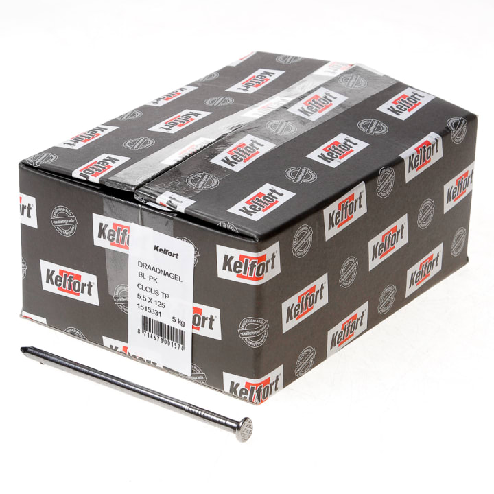 Draadnagel plat geruite kop blank 5.5 x 125mm 5kg