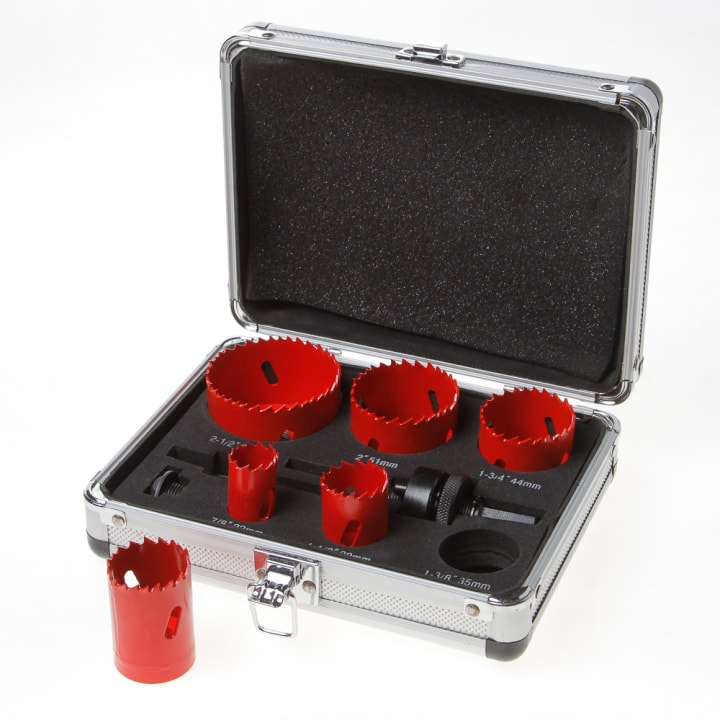 Gatzaagset Bi-metaal Elektricien aluminium koffer 22-64mm