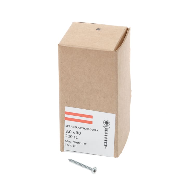 Spaanplaatschroef verzinkt platkop tx-10 3.0X30 voldraad (200)