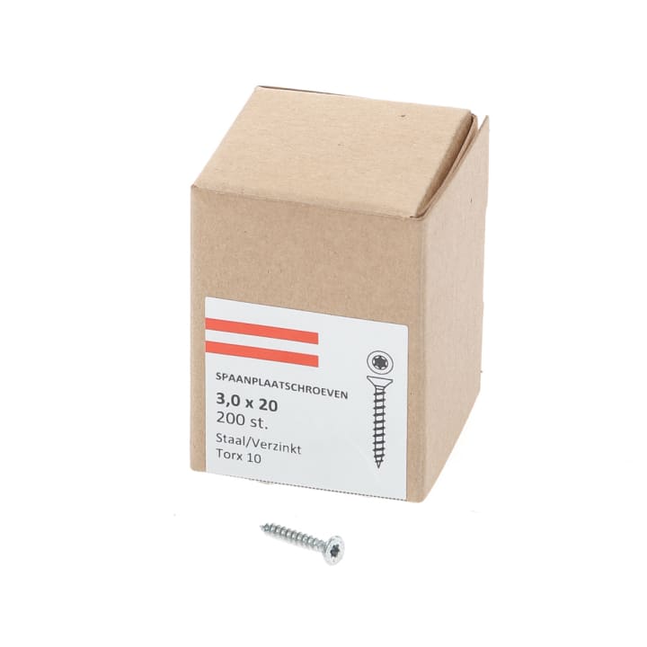 Spaanplaatschroef verzinkt platkop tx-10 3.0X20 voldraad (200)