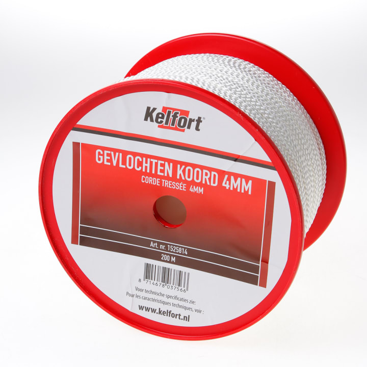 Koord wit gevlochten 4mm