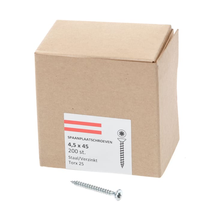 Spaanplaatschroef verzinkt platkop tx-25 4.5X45 voldraad (200)