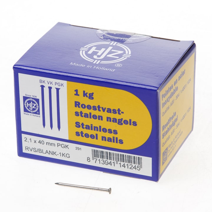 RVS nagels plat geruite kop 2.1 x 40mm 1kg