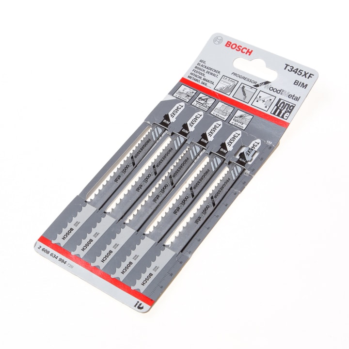 Decoupeerzaagblad hout en metaal T 345 XF blister van 5 bladen