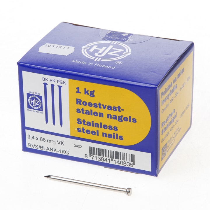 RVS nagels verloren kop 3.4 x 65mm 1kg
