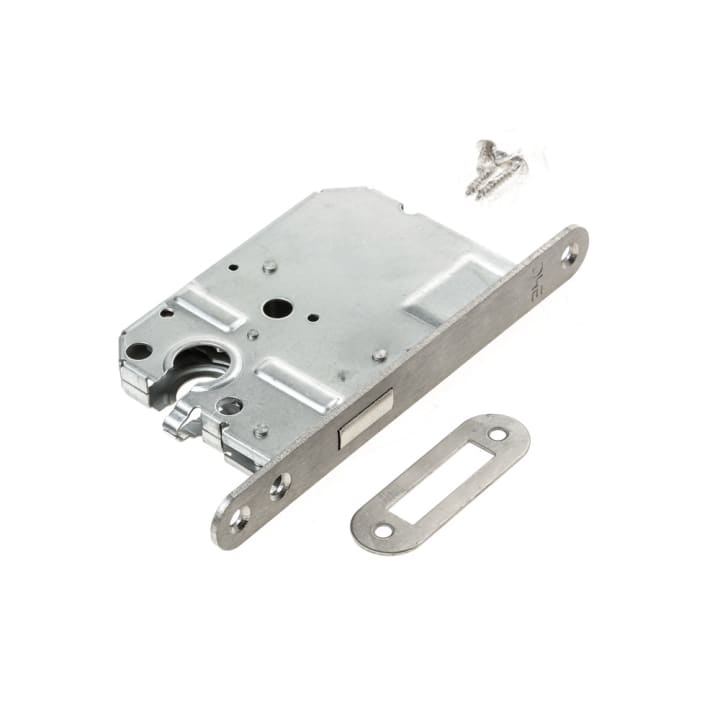 Woningbouw dag- & nachtslot, pc55, voorplaat rvs, doornmaat 50mm, inclusief afgeronde rvs sluitplaat