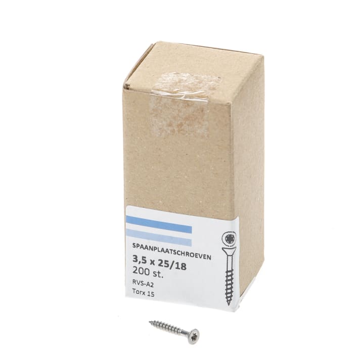 Spaanplaatschroef rvs-A2 platkop tx-15 3.5X25/18 deeldraad (200)