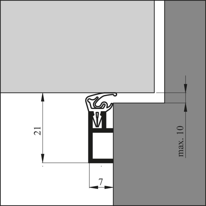 Tochtprofiel alu.opbouw arp+  220cm