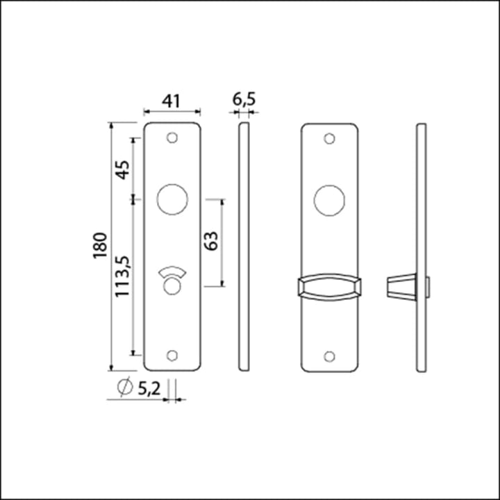 Ami kortschild wc 180/41 rh 8x63 zwart