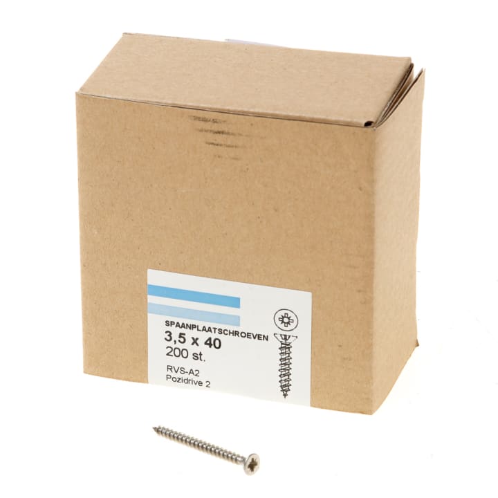 Spaanplaatschroef rvs-A2 platkop pz-2 3.5X40 voldraad (200)